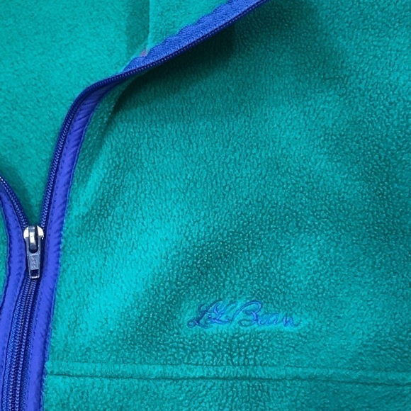 Vintage LL Bean Fleece Zip Front Jacket Signature Logo Pockets Women Medium - Picture 7 of 8